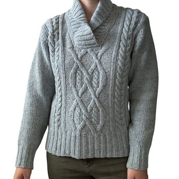 Islander Womens Light Blue Donegal Merino Wool Cashmere Cowl Neck Irish Sweater - Picture 3 of 6